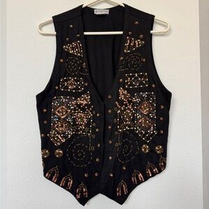 Embellished Black Camisole Vest